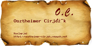 Osztheimer Cirjék névjegykártya